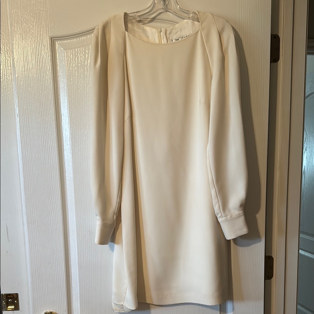 Elegant Cream Long-Sleeve Dress